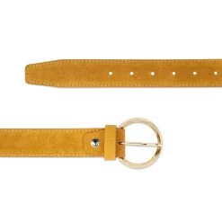 Camel Suede Belt With Round Gold Buckle 7 Camel Suede Belt With Round Gold Buckle -Belt Shop camel suede belt with round gold buckle 75usd 3