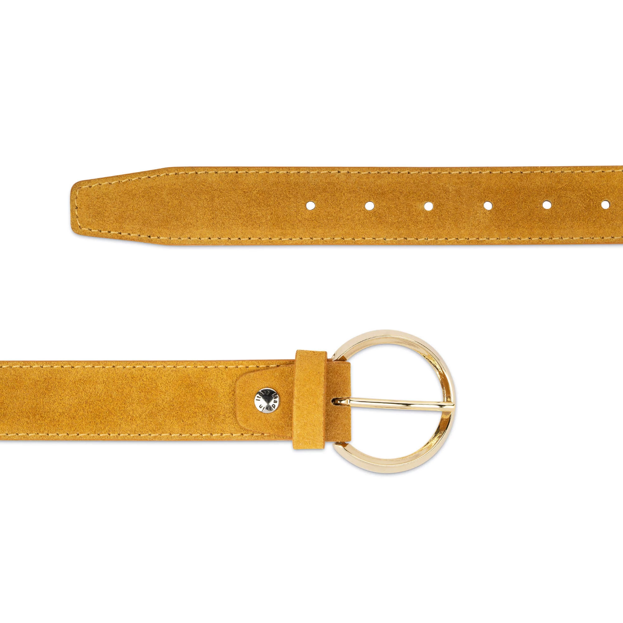 Camel Suede Belt With Round Gold Buckle 4 Camel Suede Belt With Round Gold Buckle - Image 2