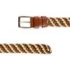 Cognac Brown Beige Braided Chino Belt For Men