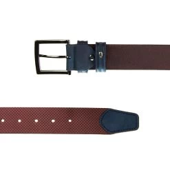 Colorful Mens Belts – Burgundy Suede With Blue