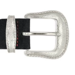 Cowboy Belts With Buckle – Suede Black With Red Stitch