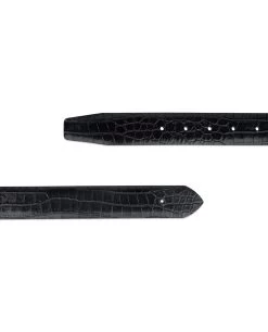 Croco Embossed Leather Belt Strap Without Buckle