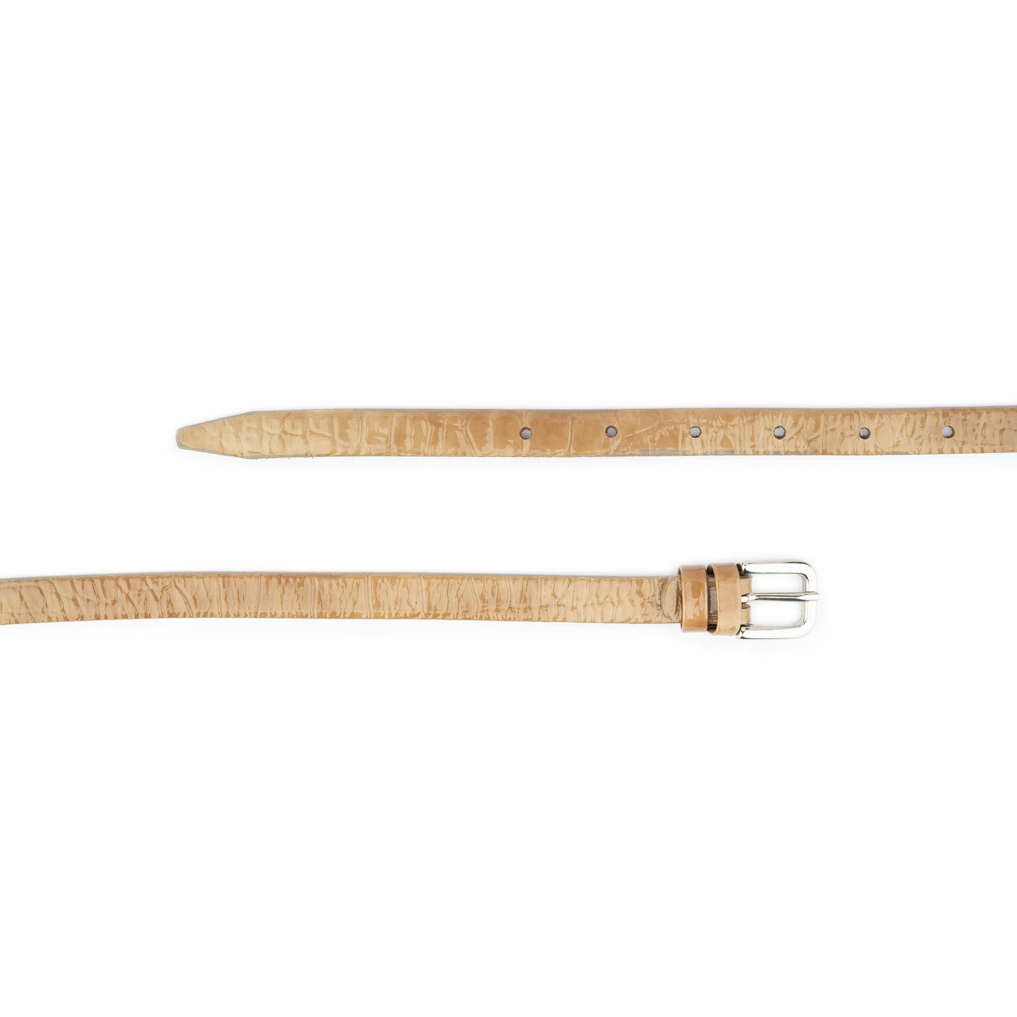 Croco Skinny Brown Belt For Women 3 Croco Skinny Brown Belt For Women