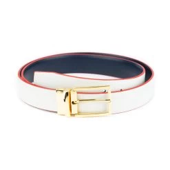Dark Blue Belt With Gold Buckle | Reversible To Light Gray