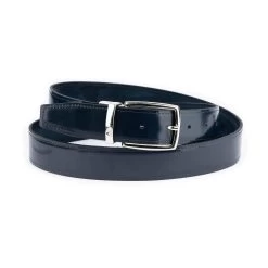 Dark Blue Suede Men’s Belt Reversible Silver Buckle