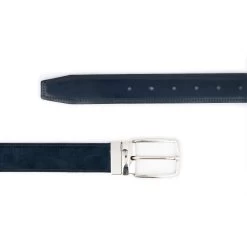 Dark Blue Suede Men’s Belt Reversible Silver Buckle 13 Dark Blue Suede Men’s Belt Reversible Silver Buckle -Belt Shop dark blue suede men s belt reversible silver buckle 5