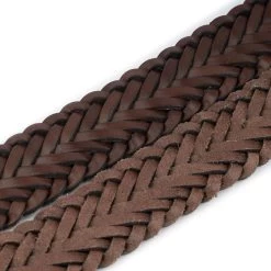 Mens Belt With No Holes – Woven Dark Brown -Belt Shop dark brown leather braided belt mens top quality 3