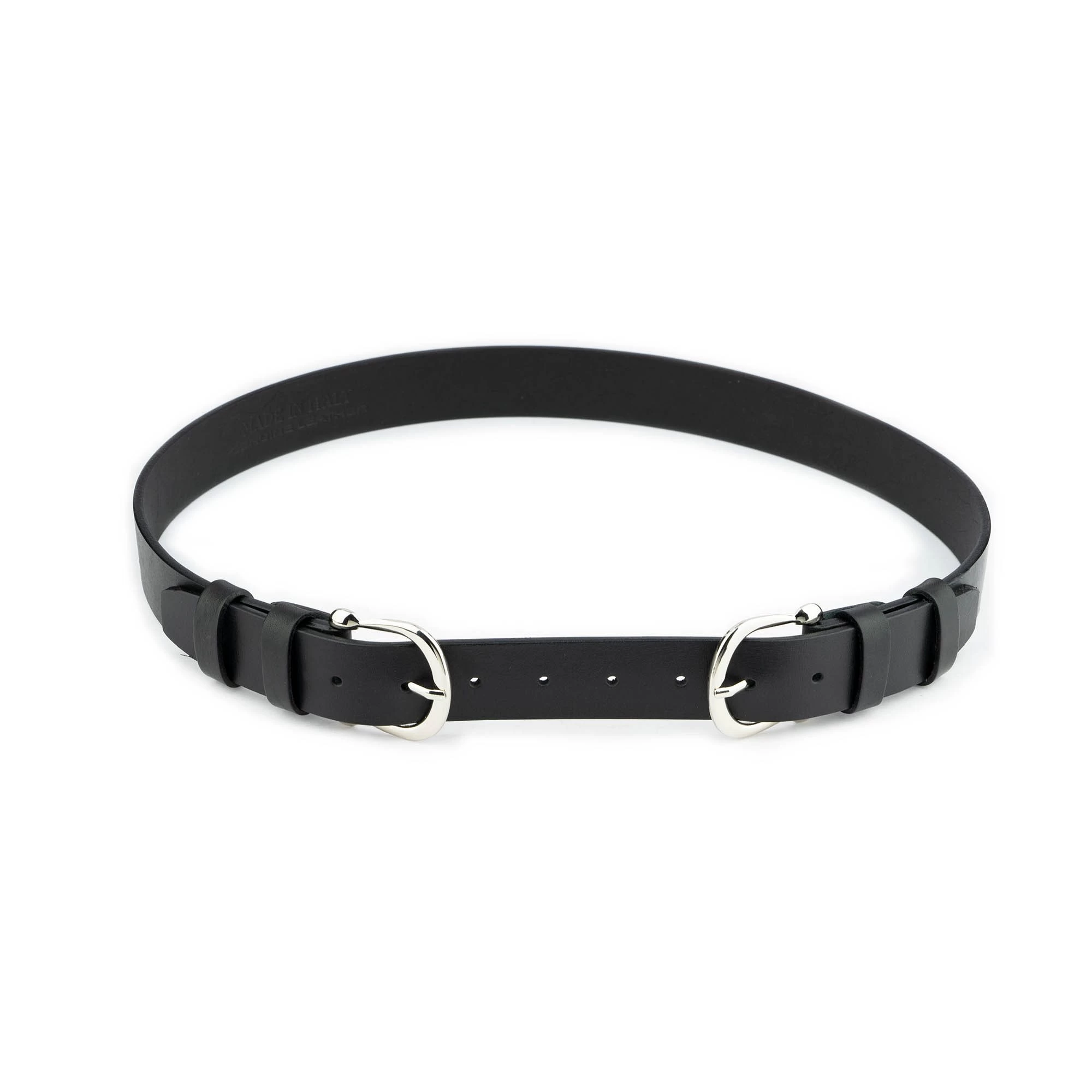Double Buckle Belt For Women – Thick Leather Black 3 Double Buckle Belt For Women – Thick Leather Black