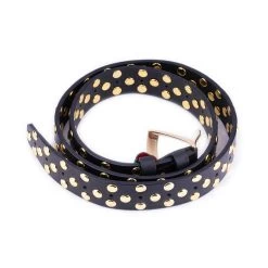 Gold Studded Belt With Golden Buckle – Black Leather -Belt Shop gold studded belt with golden buckle black leather 10