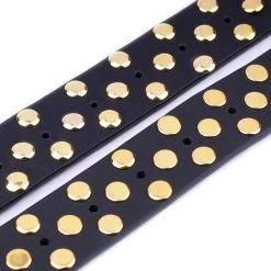 Gold Studded Belt With Golden Buckle – Black Leather -Belt Shop gold studded belt with golden buckle black leather 7