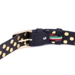 Gold Studded Belt With Golden Buckle – Black Leather -Belt Shop gold studded belt with golden buckle black leather 8