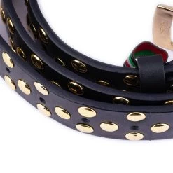Gold Studded Belt With Golden Buckle – Black Leather -Belt Shop gold studded belt with golden buckle black leather 9