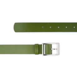 Green Khaki Womens Leather Belt For Dresses 1 1/2 Inch Wide