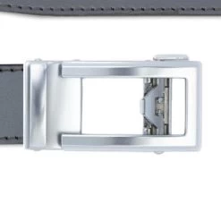 Grey Mens Automatic Belt With Silver Buckle