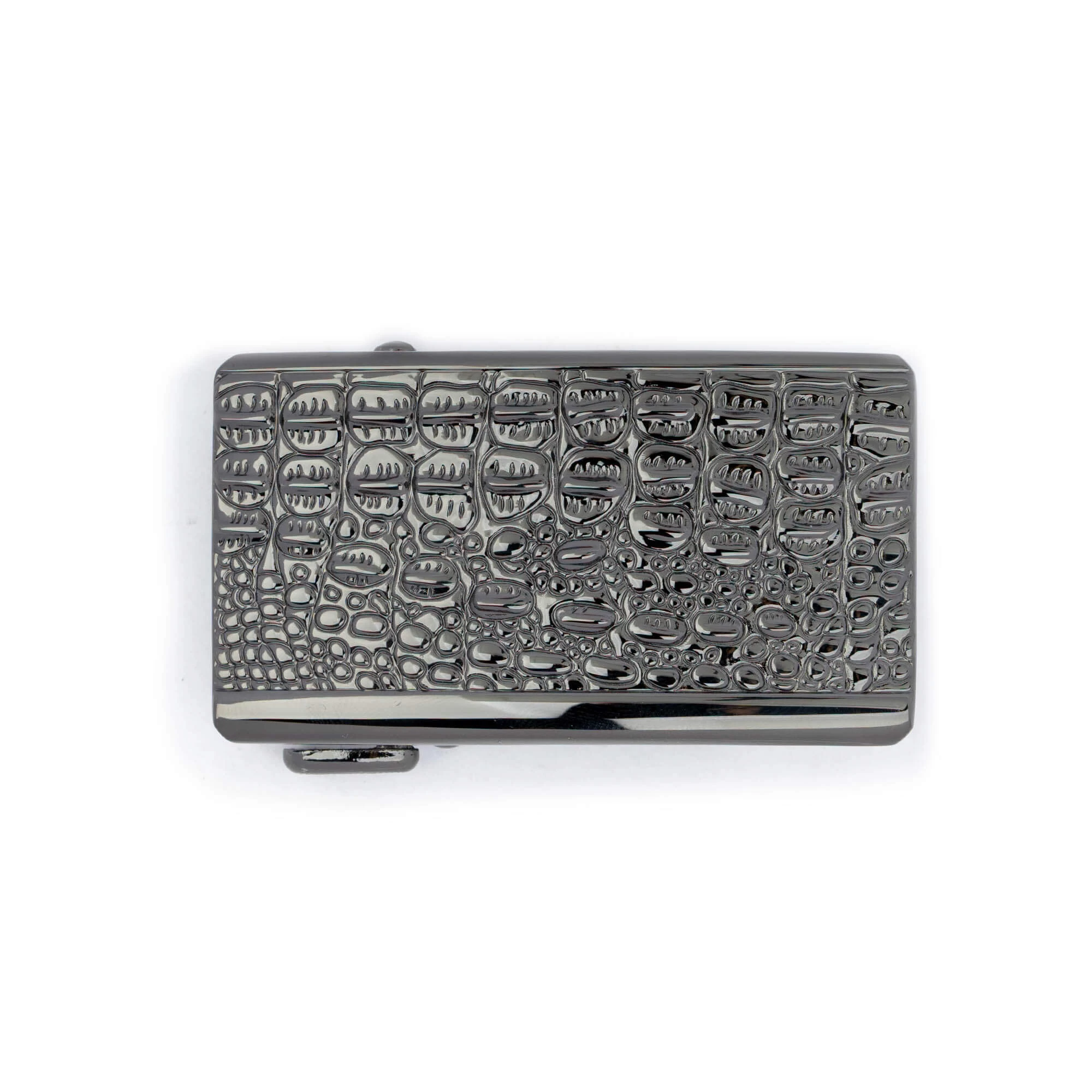 Gunmetal Ratcheting Belt Buckle – Croco Emboss 4 Gunmetal Ratcheting Belt Buckle – Croco Emboss - Image 2