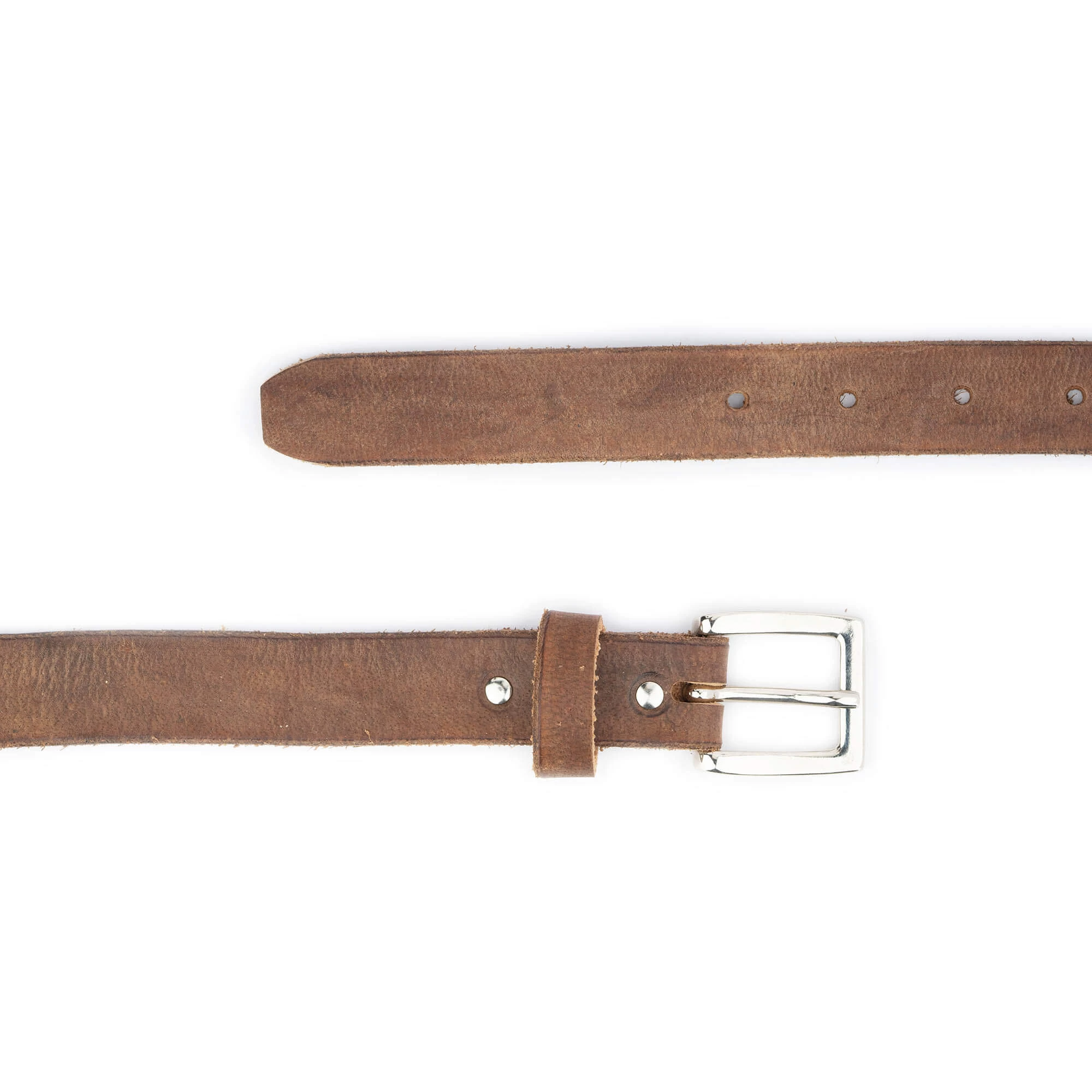 Handmade Leather Belt With Silver Buckle | Brown Full Grain 4 Handmade Leather Belt With Silver Buckle | Brown Full Grain - Image 2