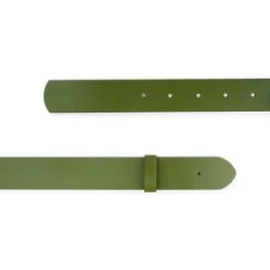 Khaki Green Leather Strap For Belt With Hole For Buckle 40 Mm