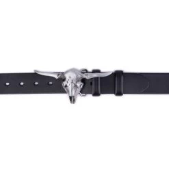 Large Heavy Longorn Buckle Belt Black Thick Leather -Belt Shop large heavy longorn buckle belt black thick leather 4