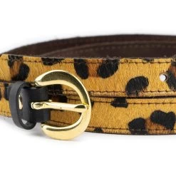 Leopard Print Belt With Gold Buckle