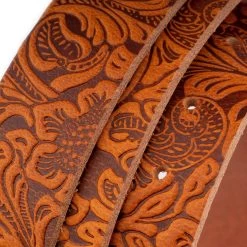 Light Brown Tooled Leather Belt Replacement No Buckle -Belt Shop light brown tooled leather belt replacement no buckle 5