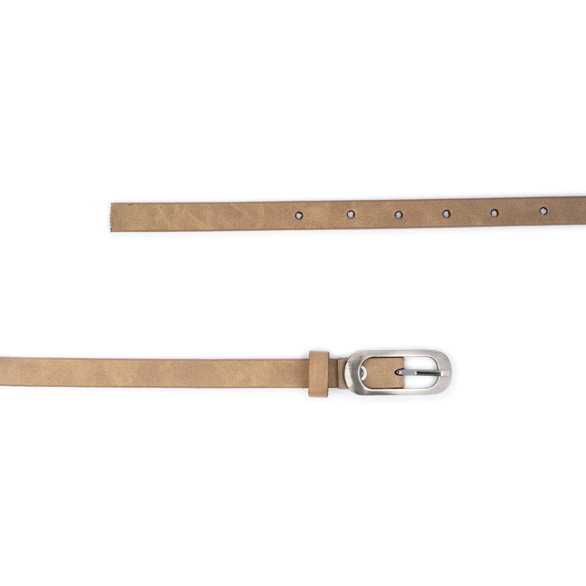 Light Brown Womens Skinny Belt With Oval Buckle 1.5 Cm