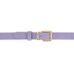 Lilac Suede Belt With Gold Buckle Buckle