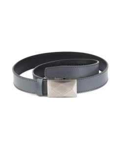 Men’s Grey Ratchet Leather Belt | Luxury Buckle