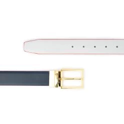 Men’s Light Gray Belt With Gold Buckle | Reversible To Blue -Belt Shop men s light gray belt with gold buckle reversible to blue 4