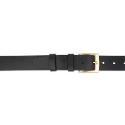 Mens Black Leather Belt With Gold Buckle
