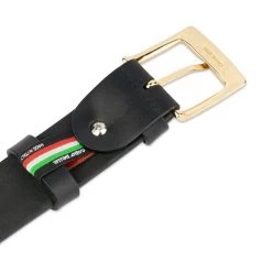 Mens Black Leather Belt With Gold Buckle -Belt Shop mens black leather belt with gold buckle 75usd 4