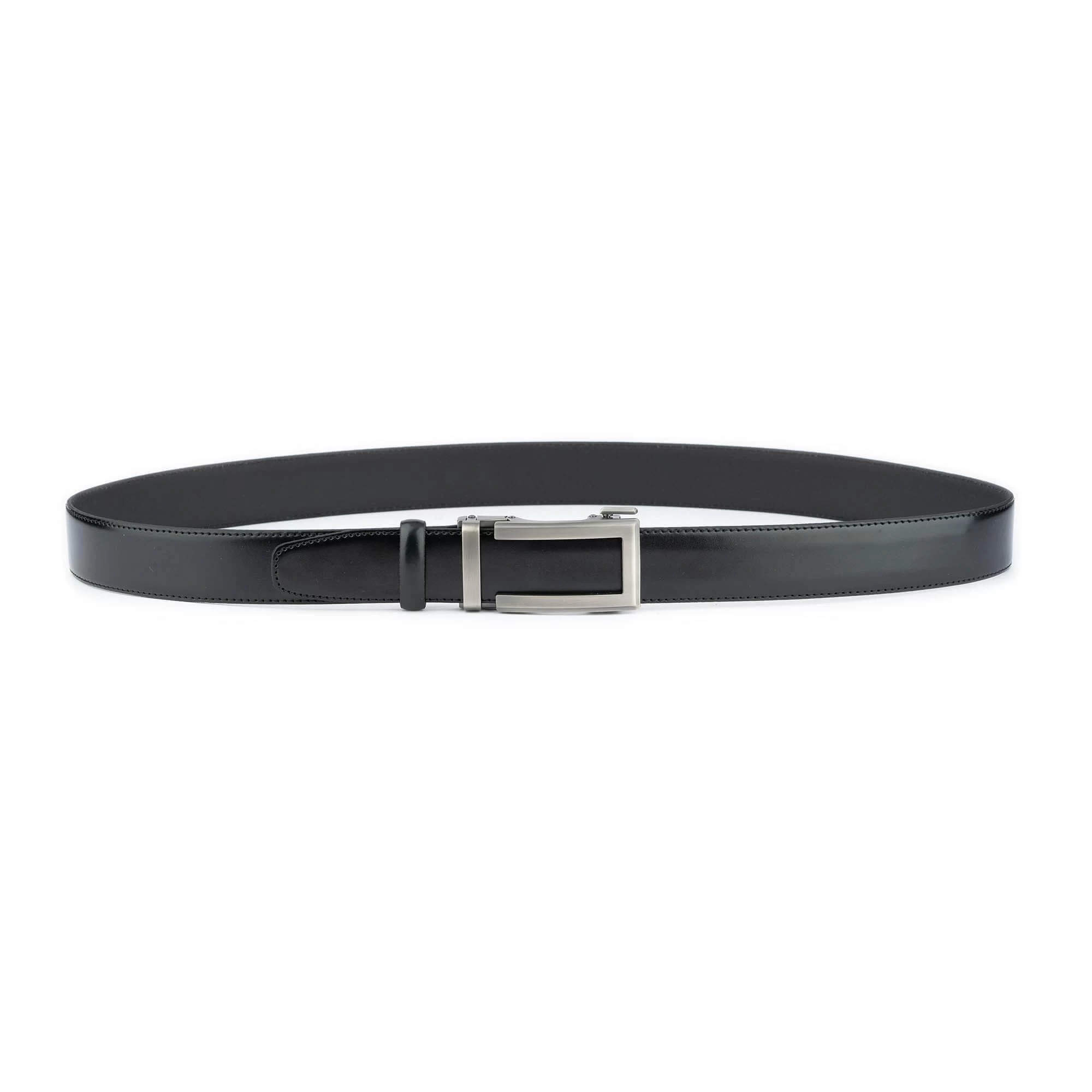 Mens Black Leather Belt With Slide Buckle