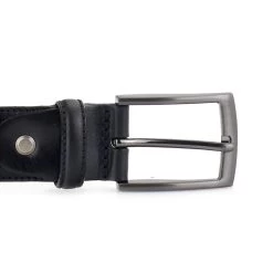 Mens Black Leather Dress Belt – Stitched 3.5 Cm -Belt Shop mens black leather dress belt stitched 3.5 cm 3