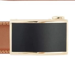 Mens Brown Click Belt With Gold Buckle