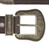 Mens Brown Leather Western Belt With Bronze Buckle