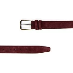 Mens Burgundy Belt – Genuine Suede Leather