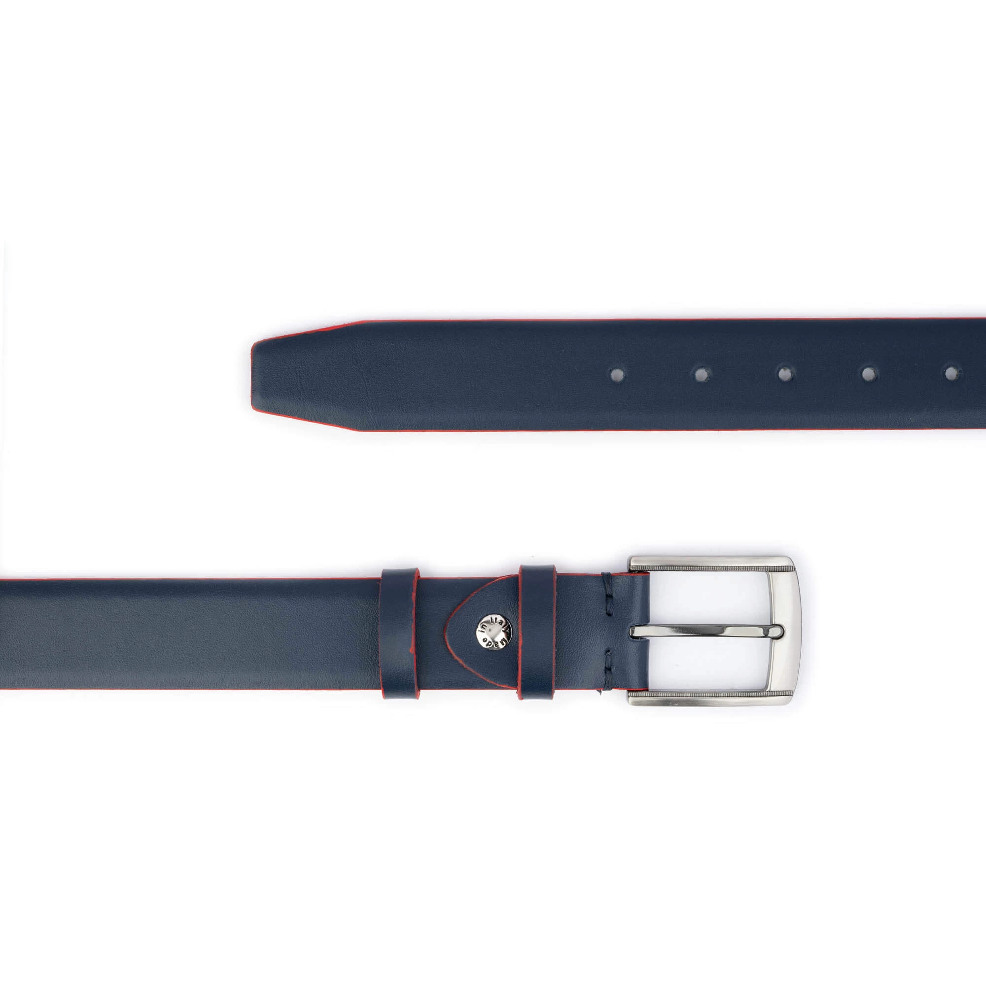 Mens Dark Blue Leather Belt With Red Edges 3 Mens Dark Blue Leather Belt With Red Edges