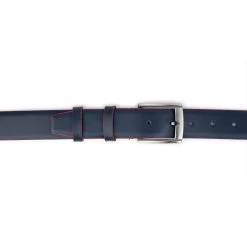 Mens Dark Blue Leather Belt With Red Edges 7 Mens Dark Blue Leather Belt With Red Edges -Belt Shop mens dark blue leather belt with red edges 3