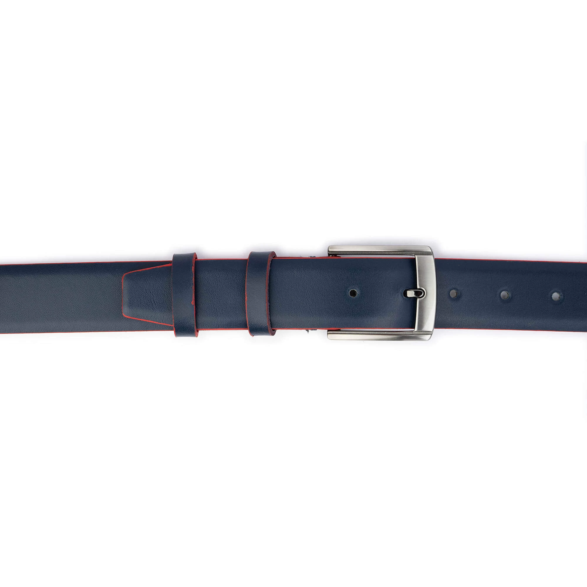 Mens Dark Blue Leather Belt With Red Edges 4 Mens Dark Blue Leather Belt With Red Edges - Image 2