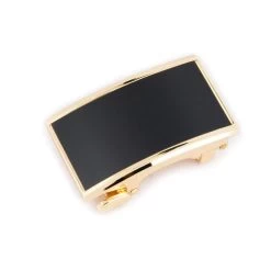 Mens Gold Ratchet Belt Buckle With Black Front