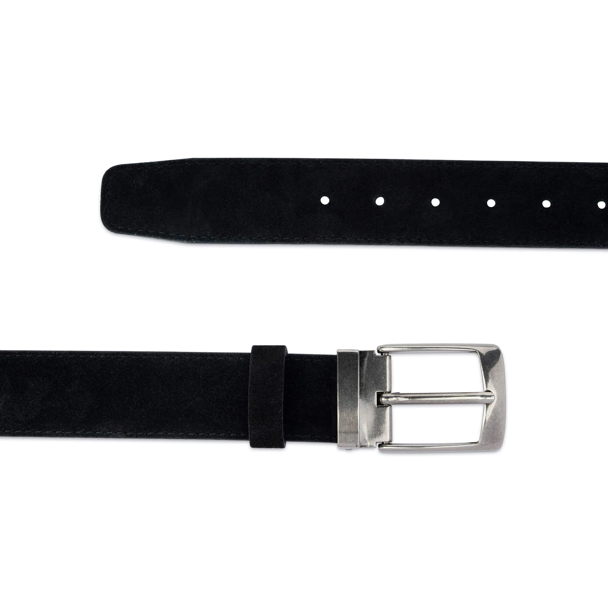 Mens Leather Belt For Jeans | Black Suede 4.0 Cm 4 Mens Leather Belt For Jeans | Black Suede 4.0 Cm - Image 2