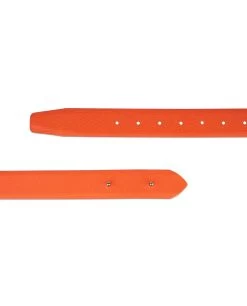 Mens Orange Leather Belt Without Buckle