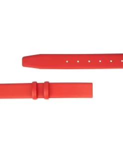 Mens Red Leather Belt Strap