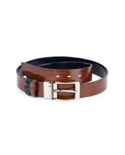 Men’s Reversible Leather Belt – Blue Brown – 3.5cm