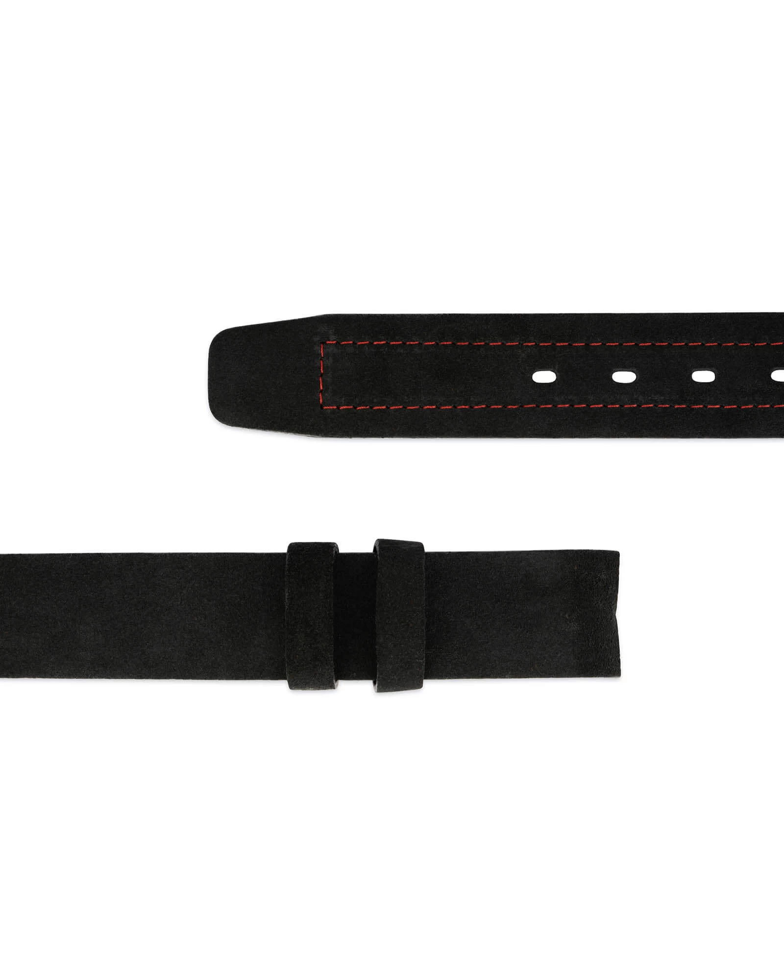 Mens Suede Belt | Black With Red Stitching 3 Mens Suede Belt | Black With Red Stitching