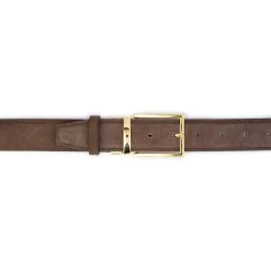 Mens Taupe Brown Belt With Gold Buckle Reversible -Belt Shop mens taupe brown belt with gold buckle reversible 5