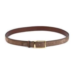 Mens Taupe Brown Belt With Gold Buckle Reversible -Belt Shop mens taupe brown belt with gold buckle reversible 6