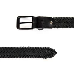 Mens Woven Leather Belt – Black Calfskin -Belt Shop mens woven leather belt black calfskin 351031 3