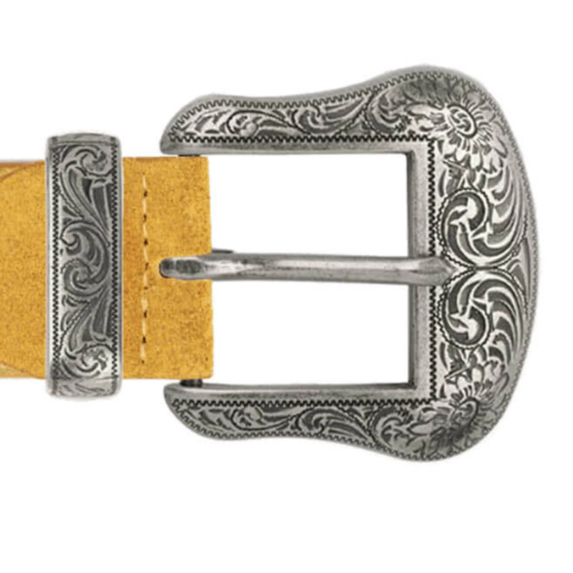 Mustard Suede Western Belt With Silver Buckle 3 Mustard Suede Western Belt With Silver Buckle
