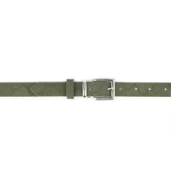 Olive Green Snakeskin Emboss Belt With Square Buckle