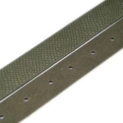 Olive Green Suede Snake Print Belt Strap Without Buckle -Belt Shop olive green suede snake print belt strap without buckle 5